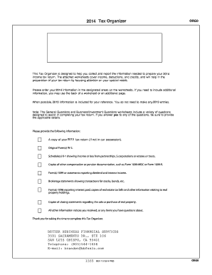 2014 Tax Organizer Form
