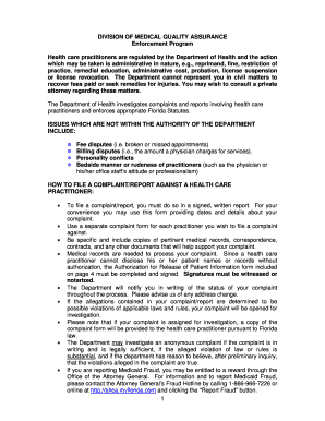 Florida Healthcare Practitioner Complaint Form