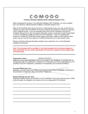 Extended Validation Certificate Request Form