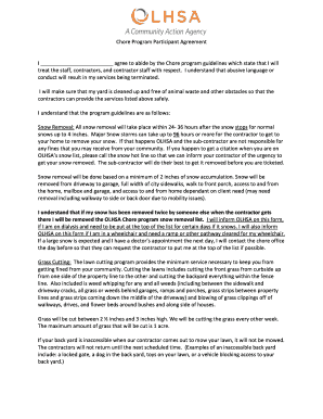 Chore Program Participant Agreement