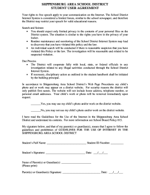 Shippensburg Area School District Student User Agreement