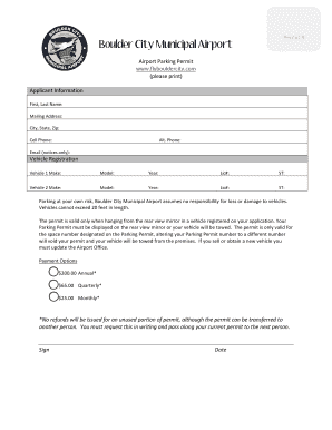 Boulder City Municipal Airport Parking Permit