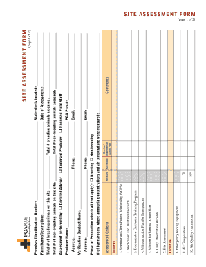 PQA Plus Site Assessment Form