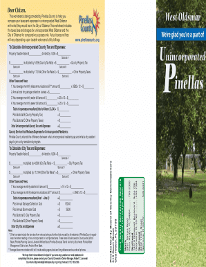Pinellas County Tax Comparison Worksheet