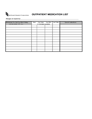 Outpatient Medication List