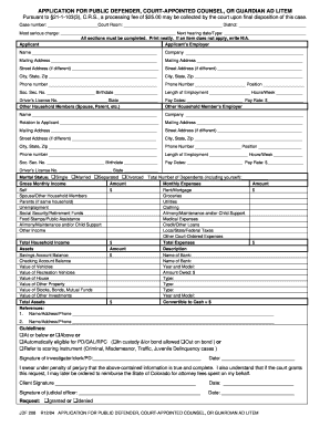 Application for Public Defender or Court-Appointed Counsel