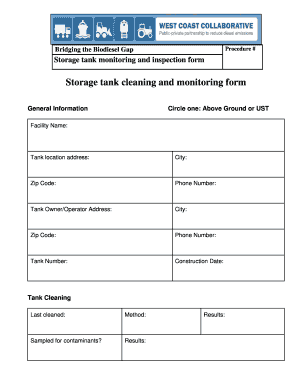 Storage Tank Monitoring and Inspection Form