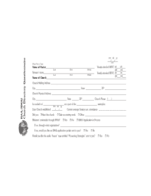 Church Directory Questionnaire