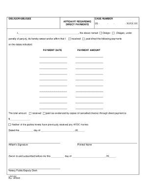 Affidavit Regarding Direct Payments