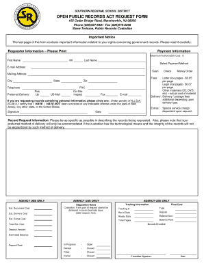 New Jersey Open Public Records Act Request Form