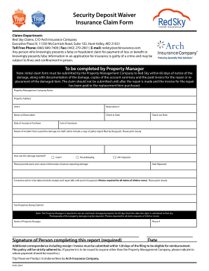 Insurance Claim Form for Property Damage