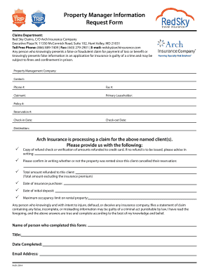 Property Manager Claim Request Form
