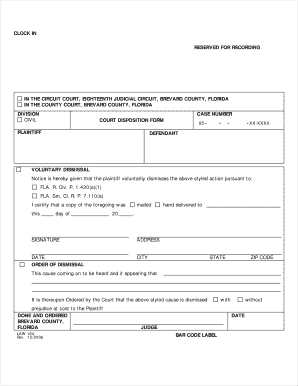 Florida Voluntary Dismissal Form