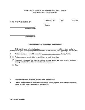 Final Judgment of Change of Name (Family)