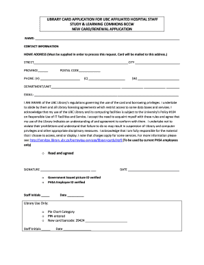 Library Card Application for UBC Affiliated Hospital Staff