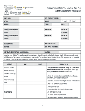 Diabetes Management Insulin Pen Care Plan