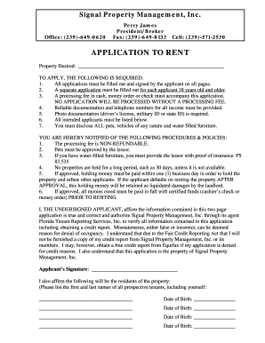 Florida Rental Application Form