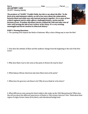 Glory Viewing Activity Worksheet