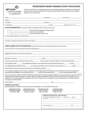 Girl Scouts Money-Earning Activity Application