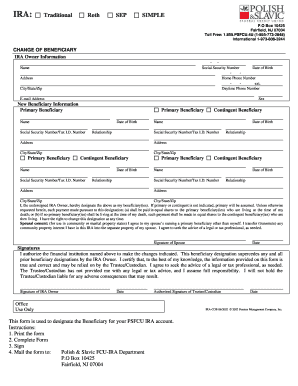 IRA Beneficiary Change Form