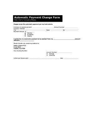 Automatic Payment Change Form