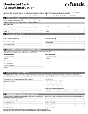 Nominated Bank Account Instruction - Garrison Investment Analysis