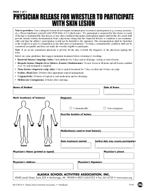 Physician Release for Wrestler with Skin Lesion