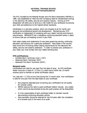 NTS Certification Renewal Form