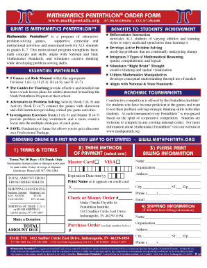 Mathematics Pentathlon Order Form