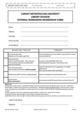 Cardiff Metropolitan University Library Membership Form