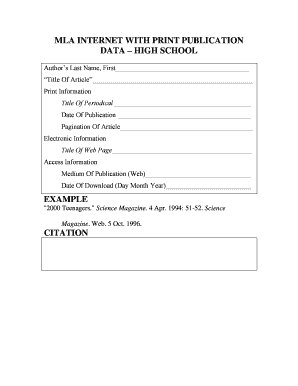 MLA Internet Citation Form