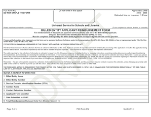 FCC Form 472 Billed Entity Applicant Reimbursement