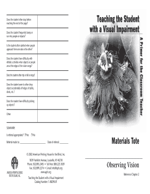 Observing Vision Student Assessment Form