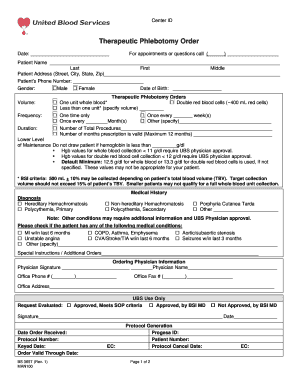 Therapeutic Phlebotomy Order Form