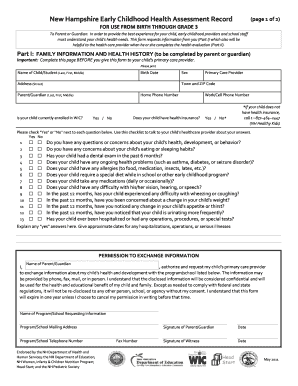 New Hampshire Early Childhood Health Assessment Record