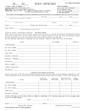 American Legion Post Officer Certification Form