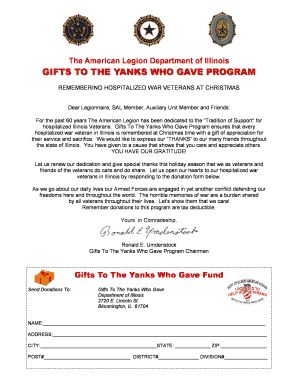 Gifts to the Yanks Who Gave Donation Form