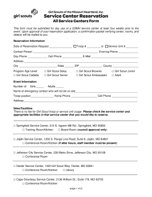 Girl Scouts Service Center Reservation Form