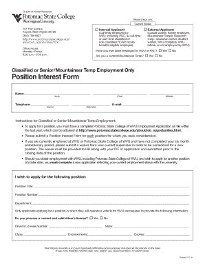 WVU Position Interest Form