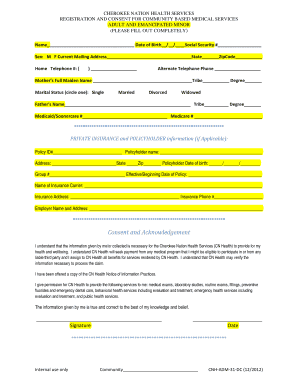Cherokee Nation Health Services Registration and Consent