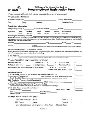 Girl Scouts Program Event Registration Form