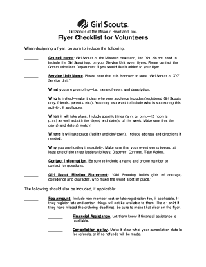 Girl Scouts Flyer Checklist
