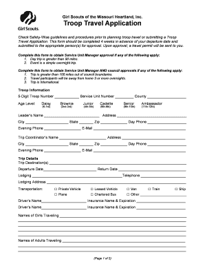Girl Scouts Troop Travel Application