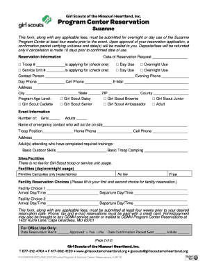 Girl Scouts Program Center Reservation Form