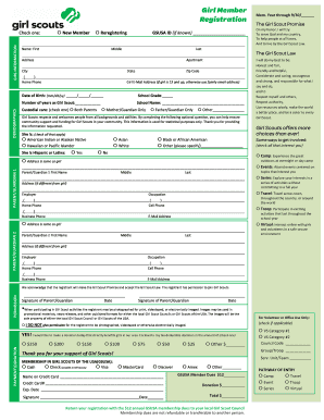 Girl Scout Registration Form