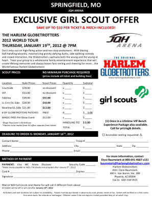 Girl Scout Offer for Harlem Globetrotters