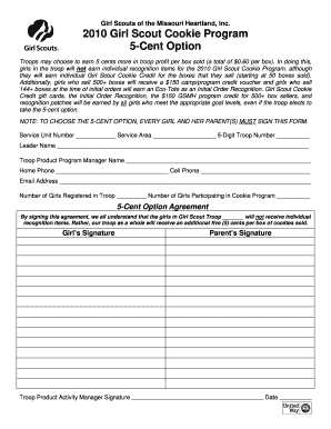 Girl Scout Cookie Program 5-Cent Option Agreement