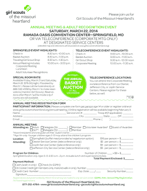 Girl Scouts Annual Meeting Registration Form