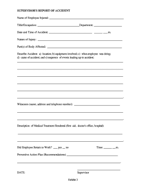 Supervisor's Report of Accident