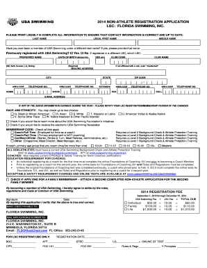 USA Swimming Non-Athlete Registration Application